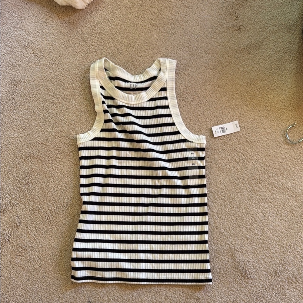 GAP Black and White Striped Tank Top
